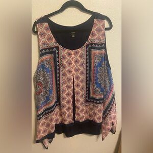 ALYX 3X Boho Layered Sleeveless Print Blouse. Look at PICS 2&3 FLAWS